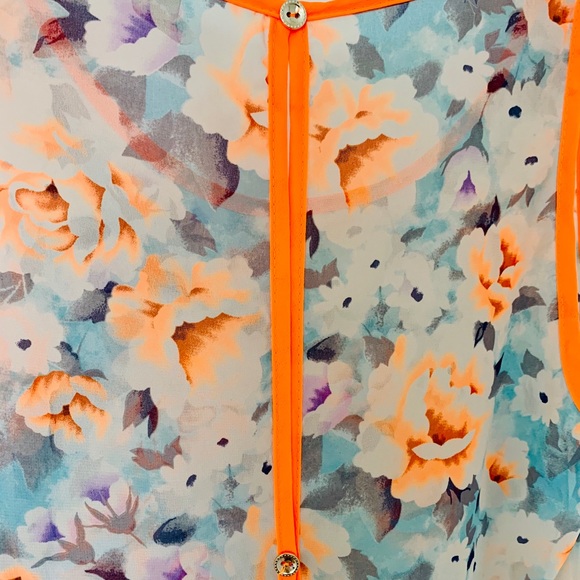 Neon Orange Floral Top - Picture 5 of 7